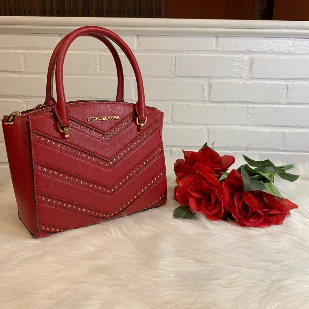 Michael Kors ELLIS Studded Leather Satch